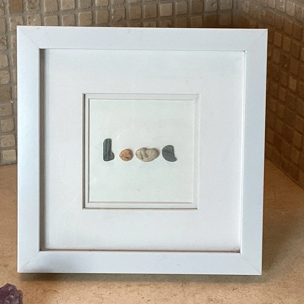 BEACH HOUSE SHADOWBOX PICTURE  “LOVE” WHITE 8 x 8”